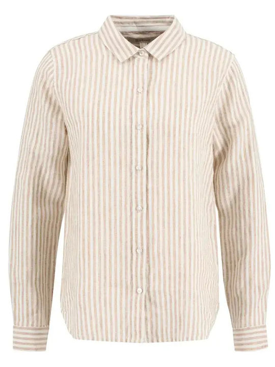 Μακρυμάνικο Γυναικείο Λινό Πουκάμισο Hessian Stripe Ριγέ