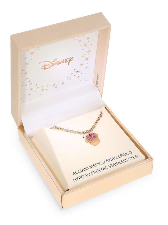 Disney Necklace in Pink Gold Plated Steel with Zircon