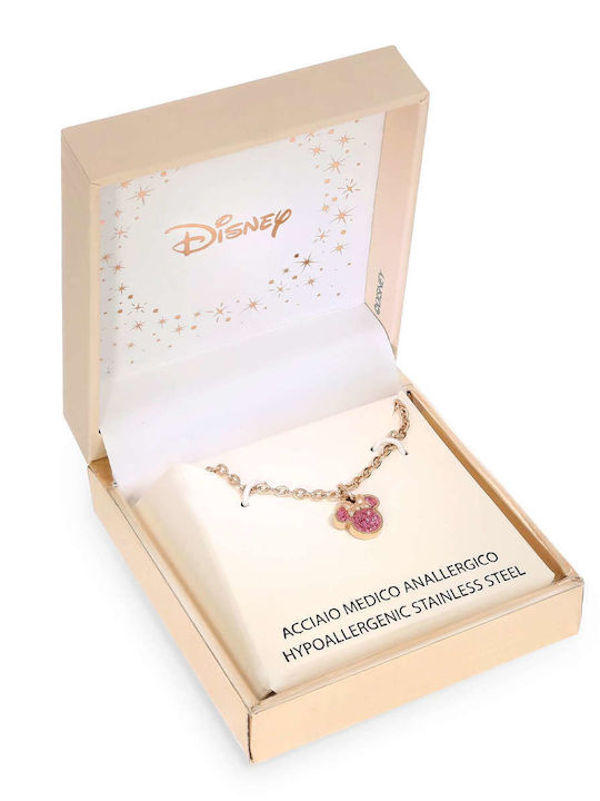 Disney Κολιέ από Ροζ Επιχρυσωμένο Ατσάλι με Ζιργκόν