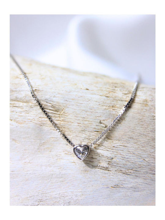 Necklace With Heart Design In Silver