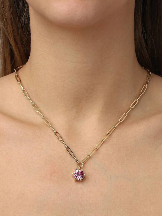 Dyrberg/Kern Necklace with Pink Gold Plated Steel Pink
