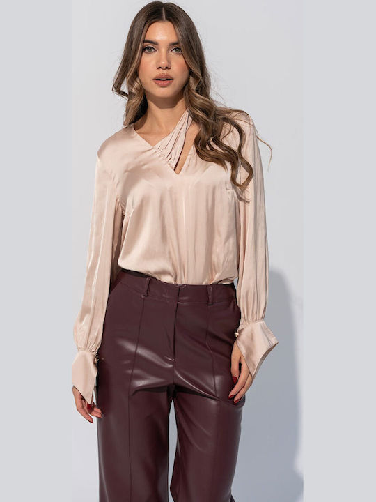 Chabela Bluza Damă Satin Bej