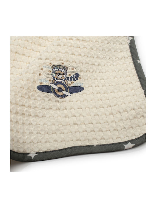Dimcol Cot Blanket Aviator Waffle Ecru with Animal 100x160cm