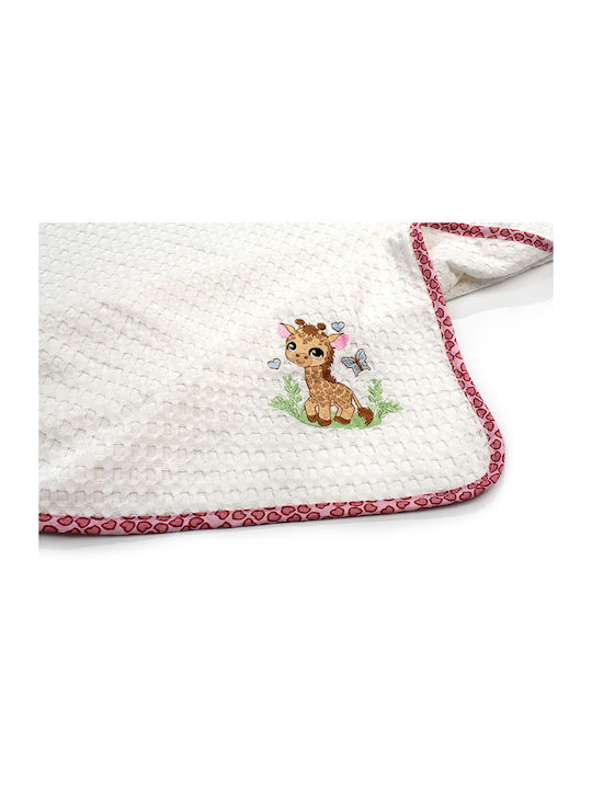 Dimcol Cot Blanket Giraffe Waffle White 100x160cm