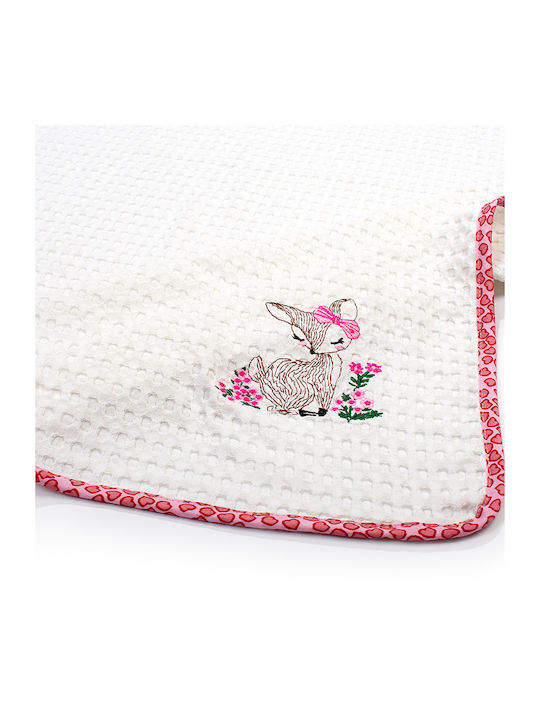 Dimcol Nursery Swaddling Blanket Deer Waffle White 80x110cm