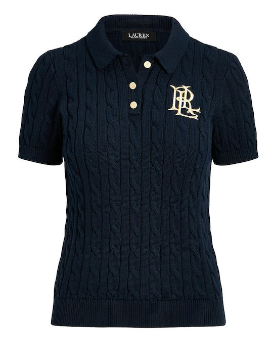 Cable-knit Γυναικεία Polo Μπλούζα Navy Μπλε