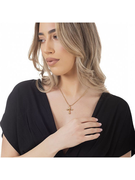 Oxzen Cross from Gold Plated Steel with Chain