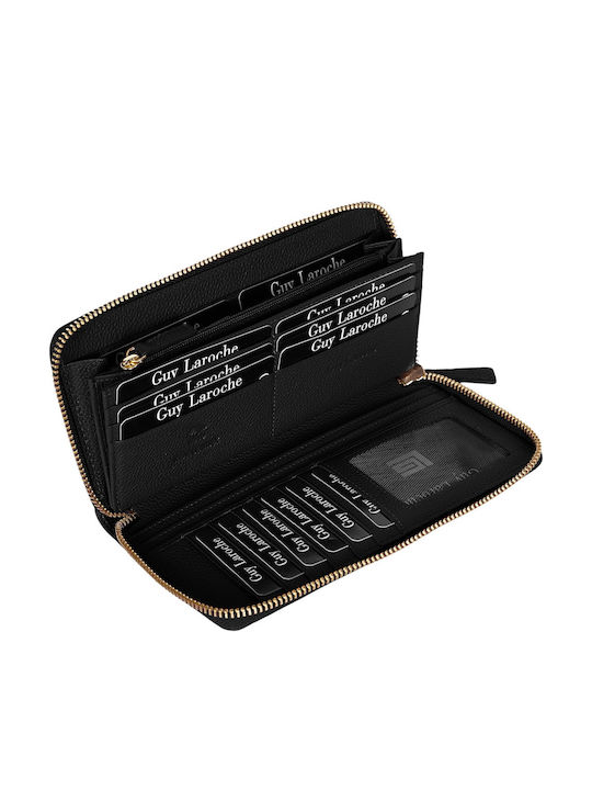 Großes Leder Damenbrieftasche mit RFID Schwarz