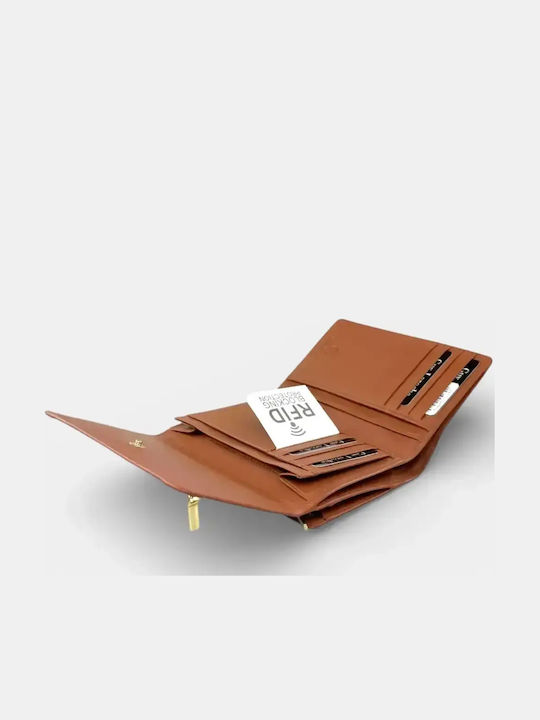 Small Leather Women's Wallet with RFID Tabac Brown