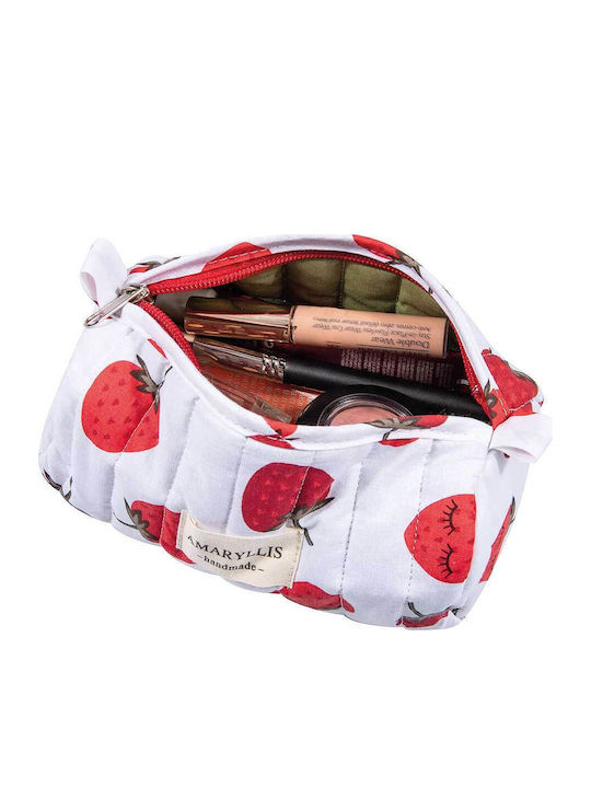 Handmade Cotton Toiletry Bag Strawberry Amaryllis Slippers Greek Made