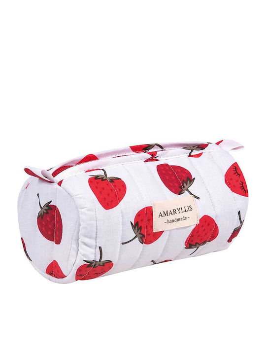 Handmade Cotton Toiletry Bag Strawberry Amaryllis Slippers Greek Made