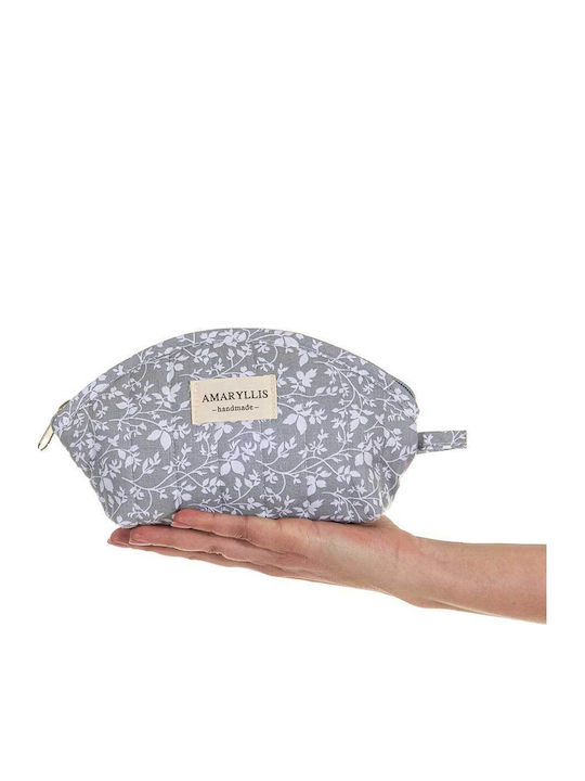 Handmade Cotton Toiletry Bag Wallet Gray Flower Amaryllis Slippers Greek Made
