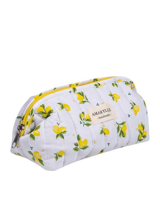 Handmade Cotton Toiletry Bag Pencil Case Lemons Amaryllis Slippers Greek Made