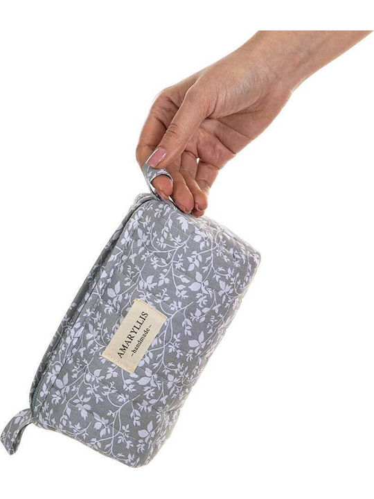 Handmade Cotton Gray Flower Toiletry Bag Trunk Amaryllis Slippers Greek Made