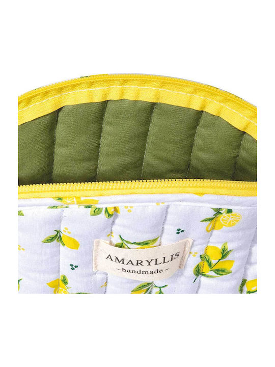 Handmade Cotton Toiletry Bag Pencil Case Lemons Amaryllis Slippers Greek Made
