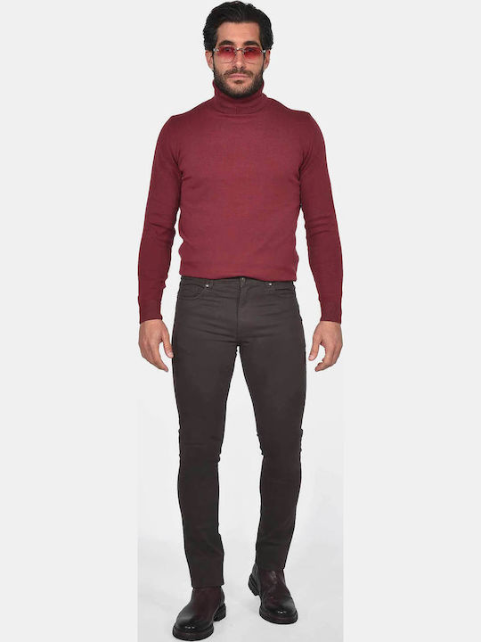 Men's Trousers Elastic Regular Fit Brown