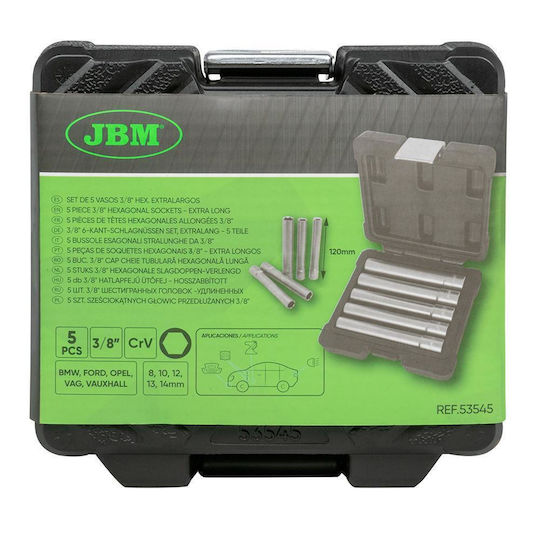 JBM Дълги Битови ключове с Ален и Квадратно Гнездо 3/8'' Комплект 5бр
