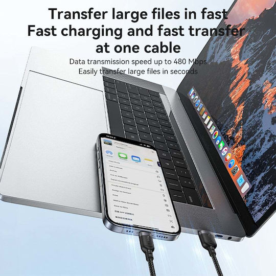 Yesido Плетен USB 2.0 Кабел USB-C Мъжки - USB-A 18W Черен 3м
