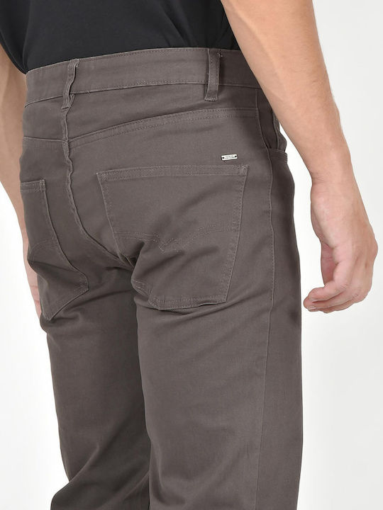 Men's Trousers Elastic Regular Fit Brown