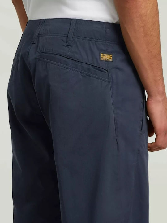 Pleated Ανδρικό Παντελόνι Chino Loose Fit Μπλε