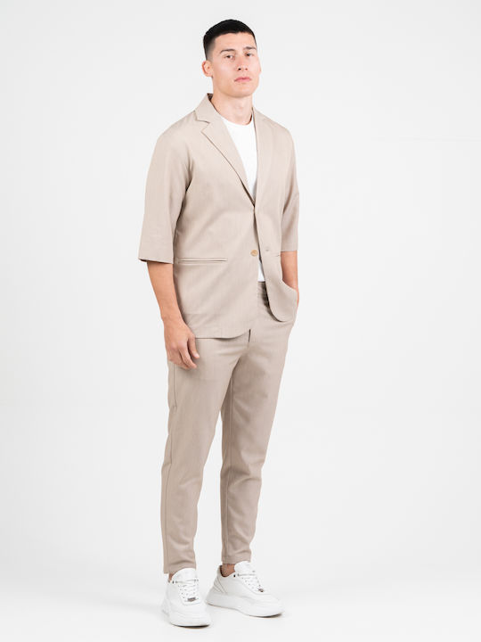 Herrenhosen Elastisch in Regulär Passform Beige