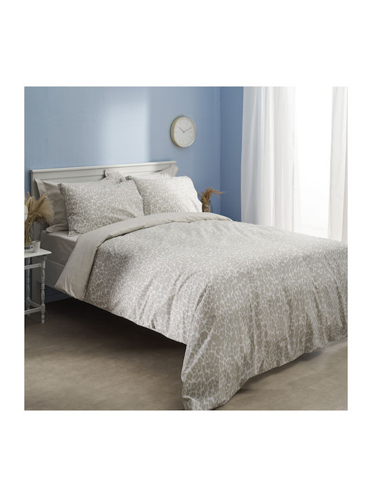 Charalambidis Textiles Leopar Σεντόνι Διπλό 200x260εκ. Μπεζ