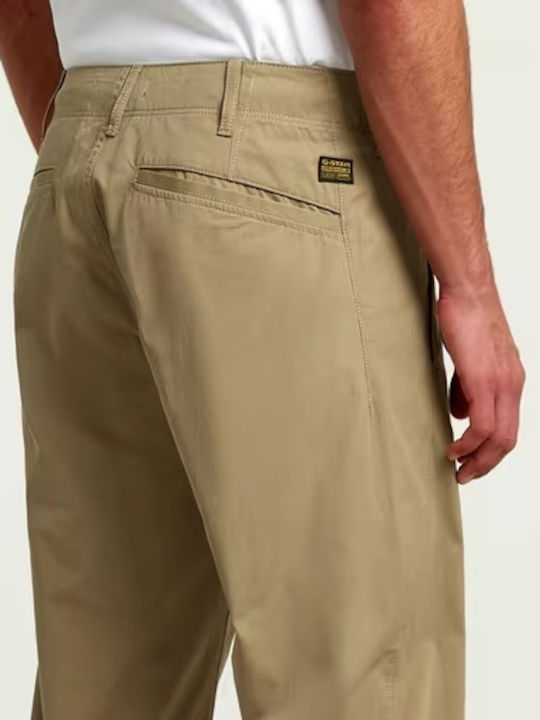 Pleated Chino Trousers in Loose Fit Beige
