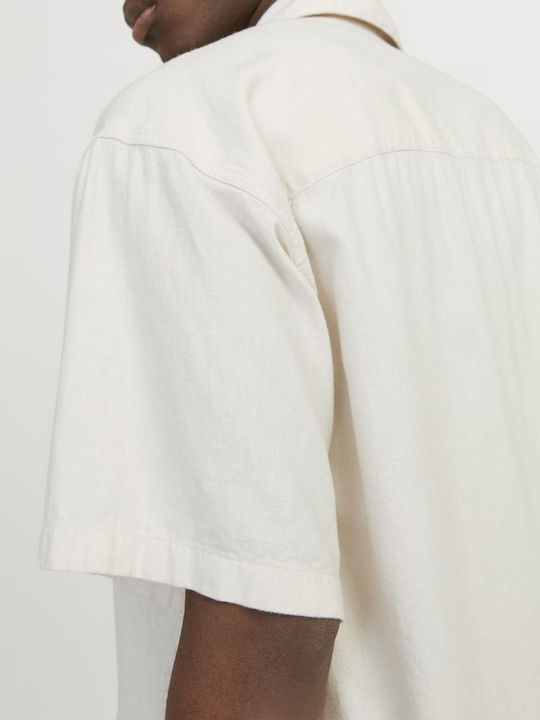 Short Sleeve Linen Shirt in Wide Fit Gray