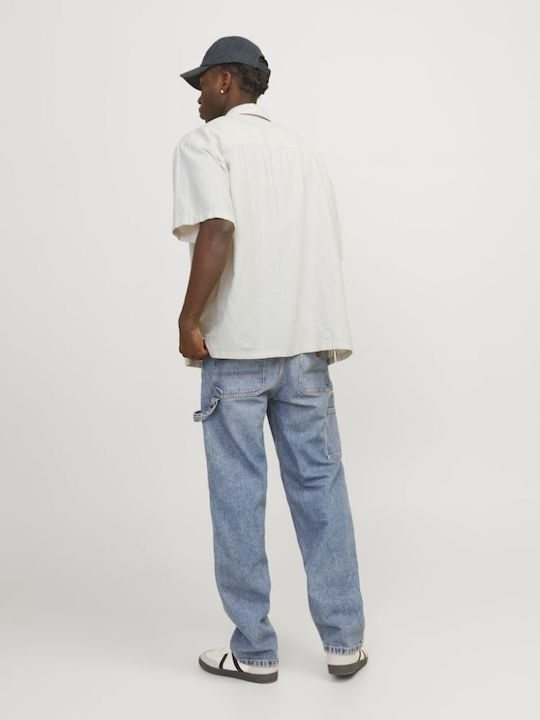 Short Sleeve Linen Shirt in Wide Fit Gray
