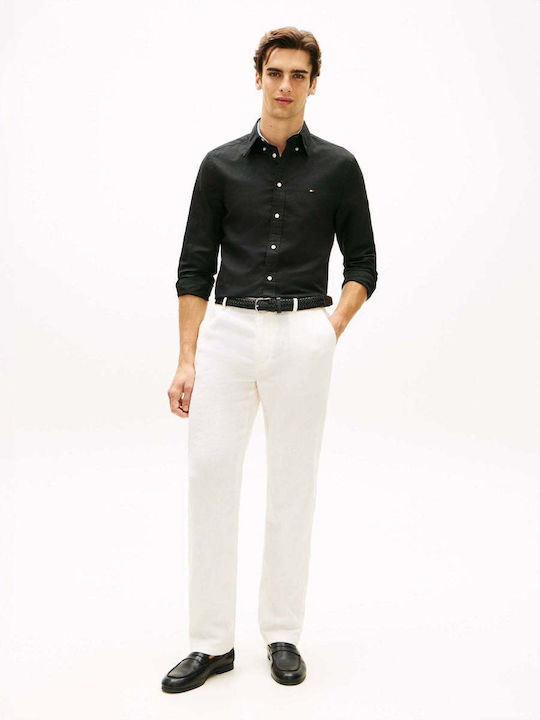 Long Sleeve Linen Shirt Black