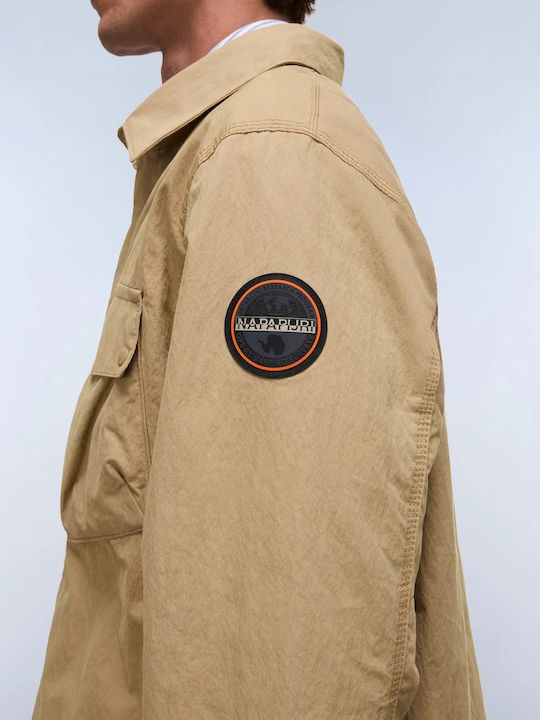 Langärmeliges Overshirt Beige