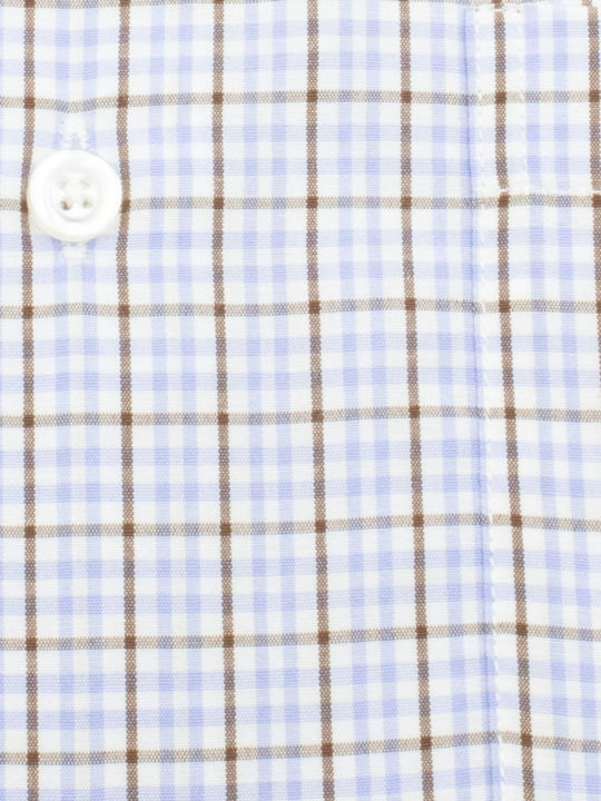 Long Sleeve Shirt Regular Fit Checked White Blue