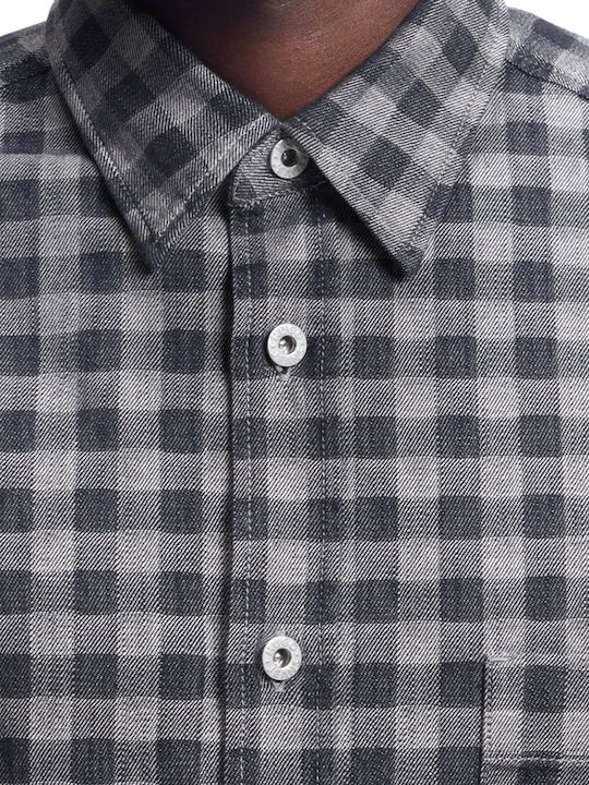 Ebalto Μακρυμάνικo Βαμβακερό Overshirt σε Φαρδιά Γραμμή Καρό Μπλε