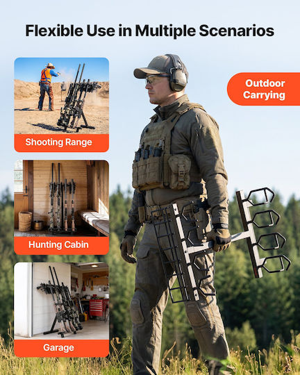Vevor Heavy Duty Portable Folding Steel Gun Rack Carbines Firearms Free Standing Indoor Outdoor Display Gun Storage Holds Up To 7 Pistols 4 Carbines Or Shooting Hunting Guns