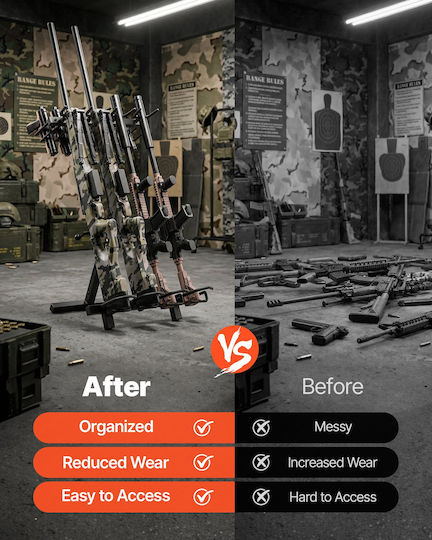 Vevor Heavy Duty Portable Folding Steel Gun Rack Carbines Firearms Free Standing Indoor Outdoor Display Gun Storage Holds Up To 7 Pistols 4 Carbines Or Shooting Hunting Guns