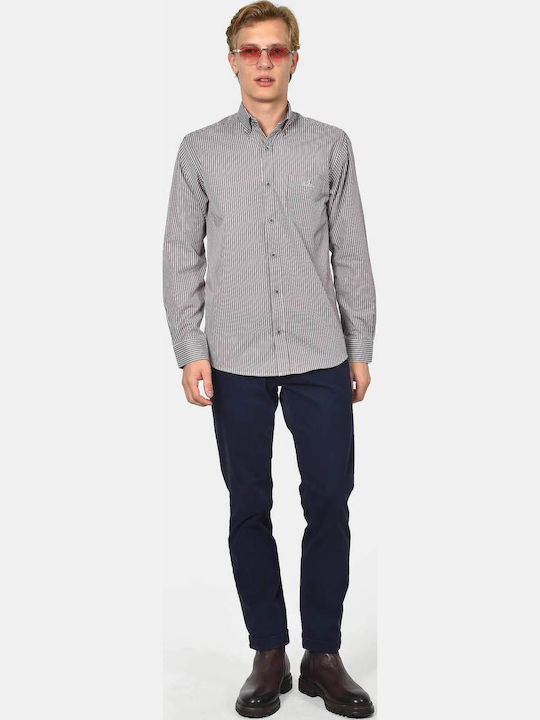 Long Sleeve Shirt in Regular Fit Striped Brown