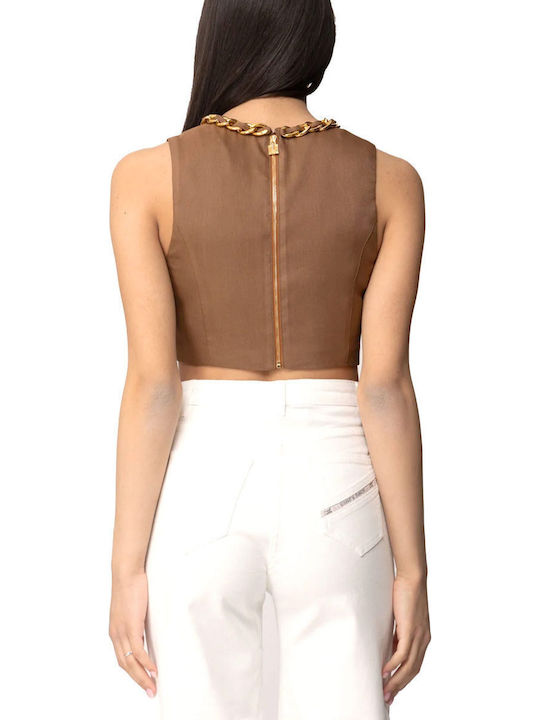 Elisabetta Franchi Women's Summer Crop Top Linen Brown