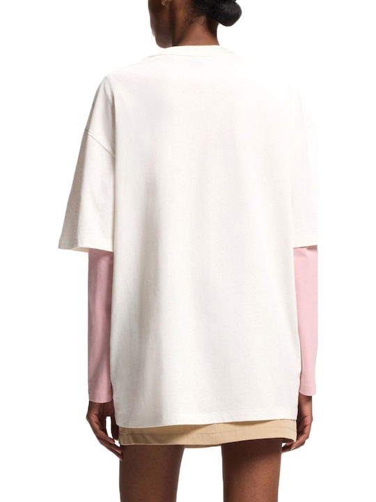 Hugo Damen Oversized T-shirt Ecru- Rosa