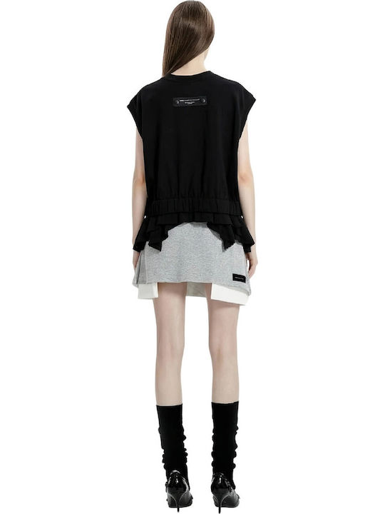 Mod Wave Movement Women's Cotton Sleeveless Black Blouse
