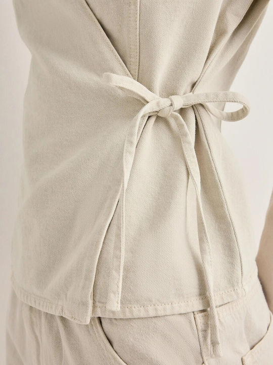 Women's Long Sleeve Blouse with V Neckline Gray