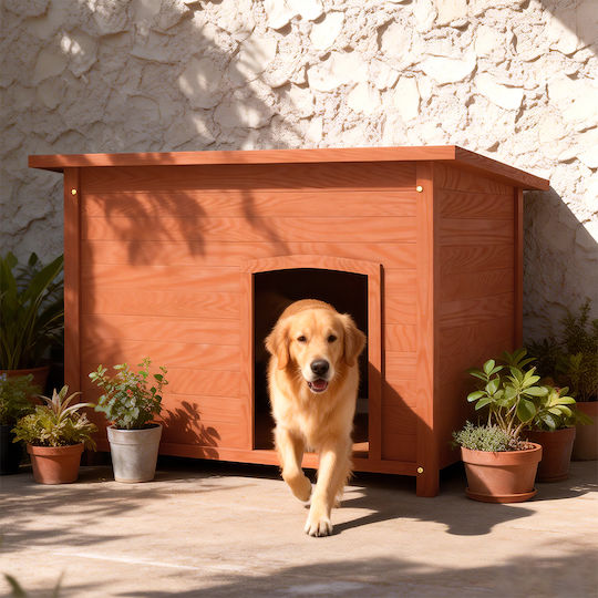 Bakaji Wooden Dog House Outdoor Opening Roof Bunk Bed Pets 116 x 79 x 81 Cm 02001891