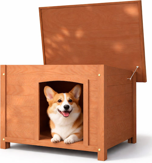 Bakaji Wooden Dog House M Outdoor Opening Roof Pets 85 x 58 x 58 Cm 02001888