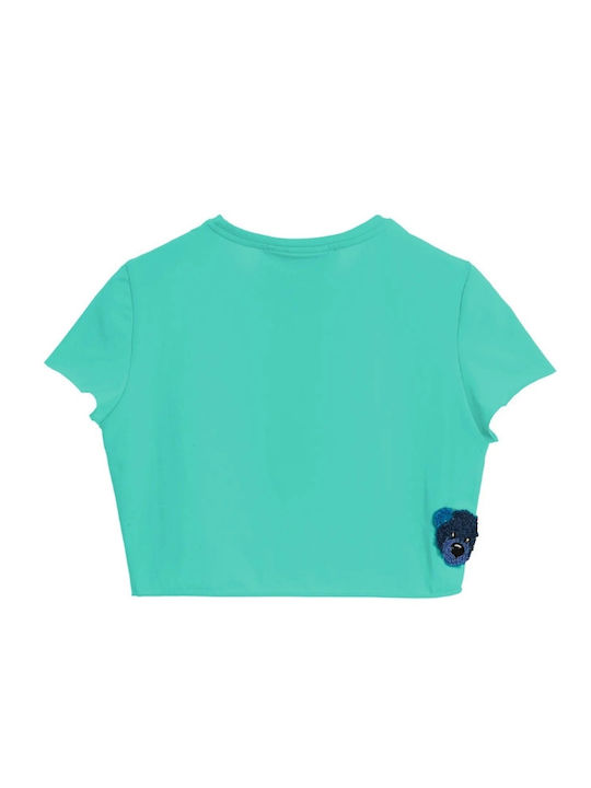 Γυναικείο Crop Top Βαμβακερό Κοντομάνικο Πράσινο