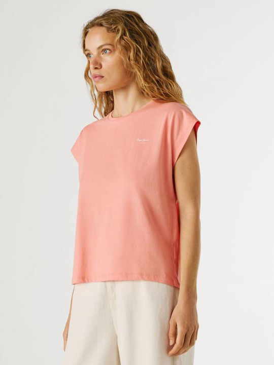 Pepe Jeans Logo Logo Women's T-shirt Coral Peach Pink