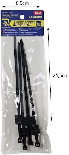 Ansin Cable Ties Plastic 200mm x 4.6mm in Black Colour 01116