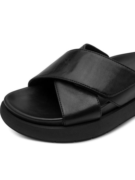 Leather Women's Flat Sandals Black