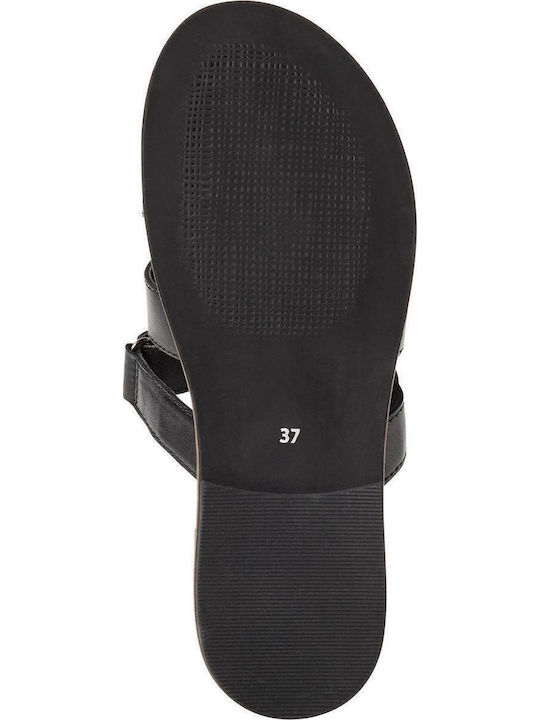 Leather Women's Flat Sandals Black