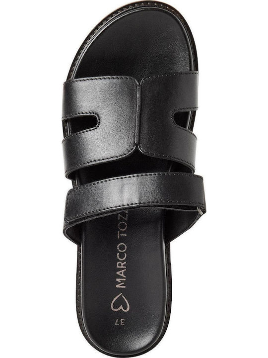 Leather Women's Flat Sandals Black
