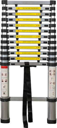 JBM Telescopic Ladder Aluminum 12 of Steps with Maximum Height 3.8m