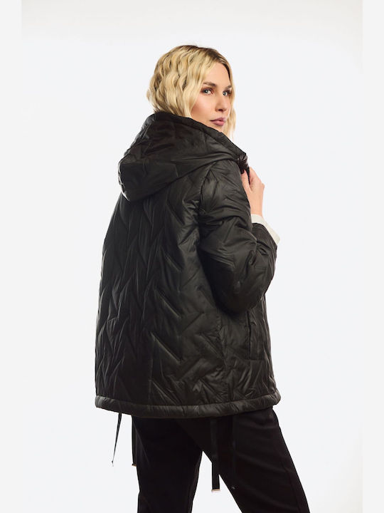 Short Women's Jacket for Winter Black